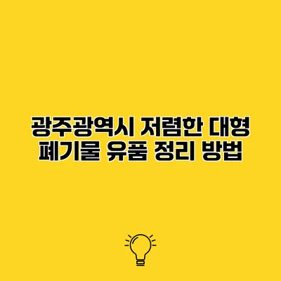광주광역시 저렴한 대형 폐기물 유품 정리 방법