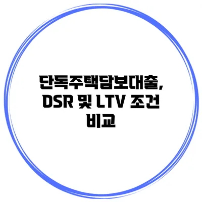 단독주택담보대출, DSR 및 LTV 조건 비교