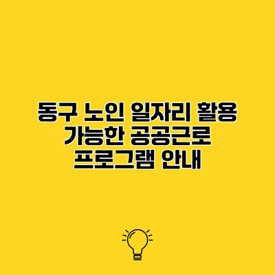 동구 노인 일자리 활용 가능한 공공근로 프로그램 안내