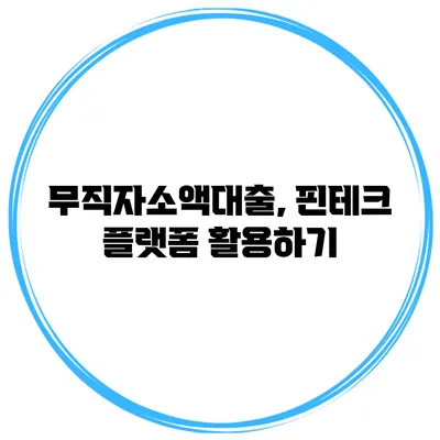 무직자소액대출, 핀테크 플랫폼 활용하기