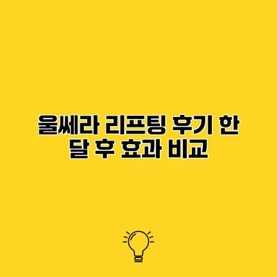 울쎄라 리프팅 후기 한 달 후 효과 비교