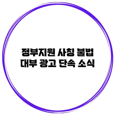 정부지원 사칭 불법 대부 광고 단속 소식
