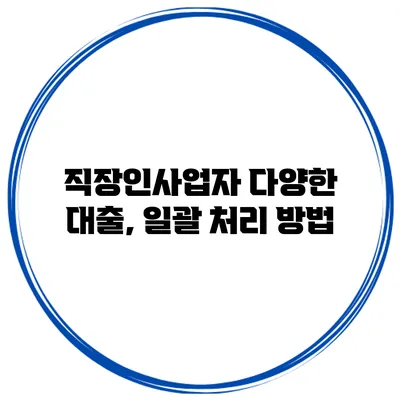 직장인/사업자 다양한 대출, 일괄 처리 방법