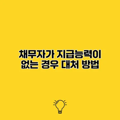 채무자가 지급능력이 없는 경우 대처 방법