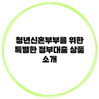 청년신혼부부를 위한 특별한 정부대출 상품 소개